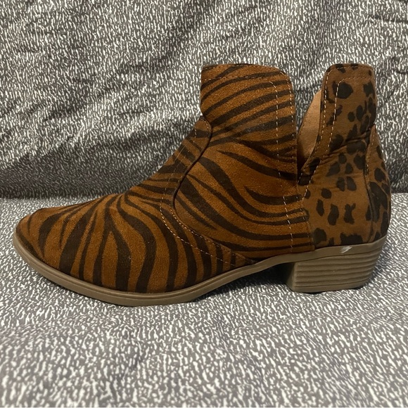 Tiger and Leopard Print Ankle Boots - Picture 7 of 9